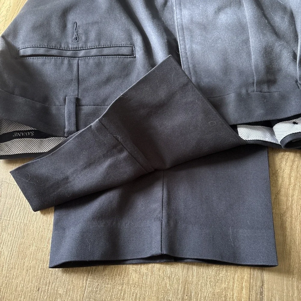 Savane Pants Mens 36x29 Navy Straight Fit Chino Expandable Waist 98% Cotton
